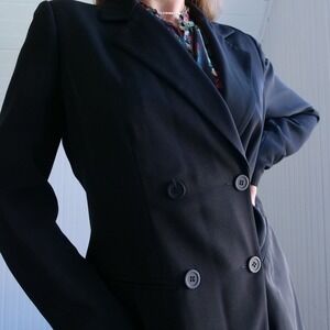 90s Maison Christine black‎ double breasted longline blazer
